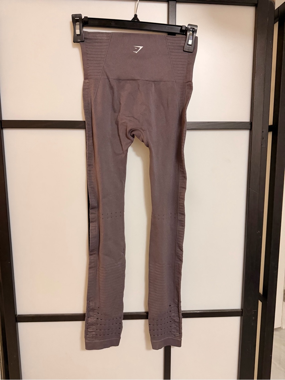 Gymshark Seamless High Waisted Leggings Taupe Mauve Ribbed Workout Yoga